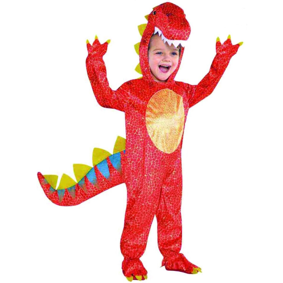 Kinderkostuum Dino Oranje - 3-4 jaar afbeelding 1