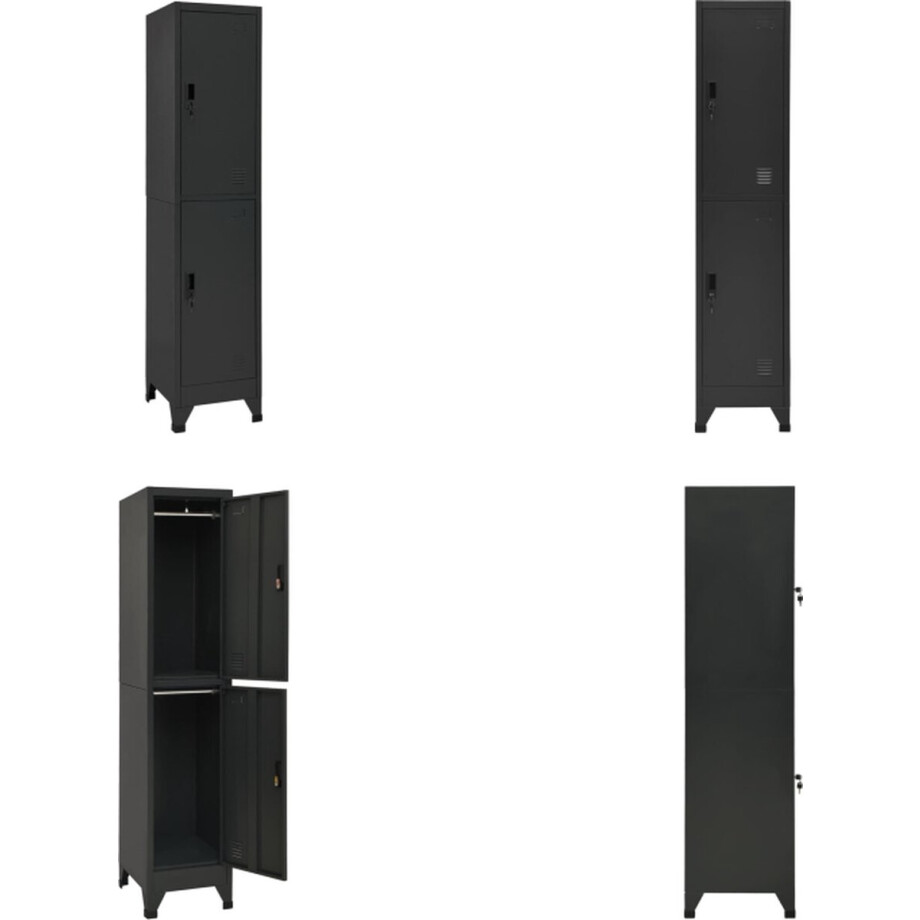 vidaXL - Lockerkast - 38x45x180 - cm - staal - antracietkleurig vidaXL - Lockerkast - 38x45x180 - cm - staal - antracietkleurig afbeelding 1