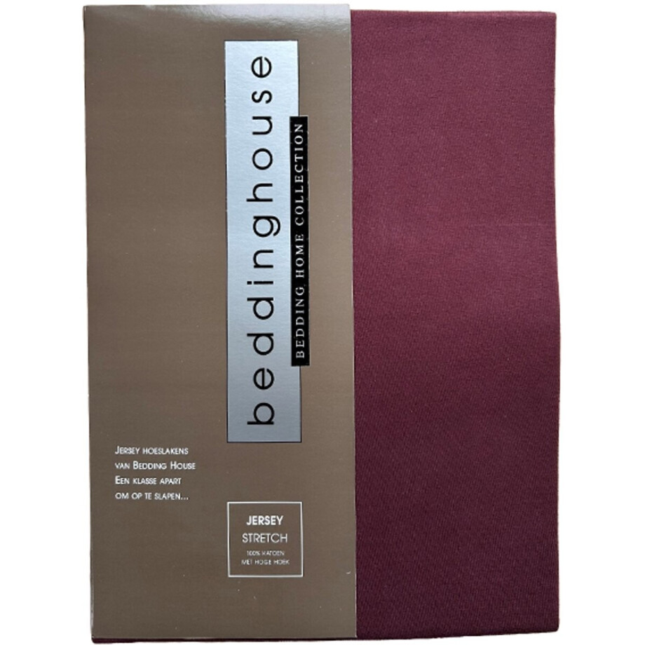 Beddinghouse Jersey Hoeslaken - 100% Hoogwaardig Jersey Stretch Katoen - 140x200/210 cm - Aubergine afbeelding 1