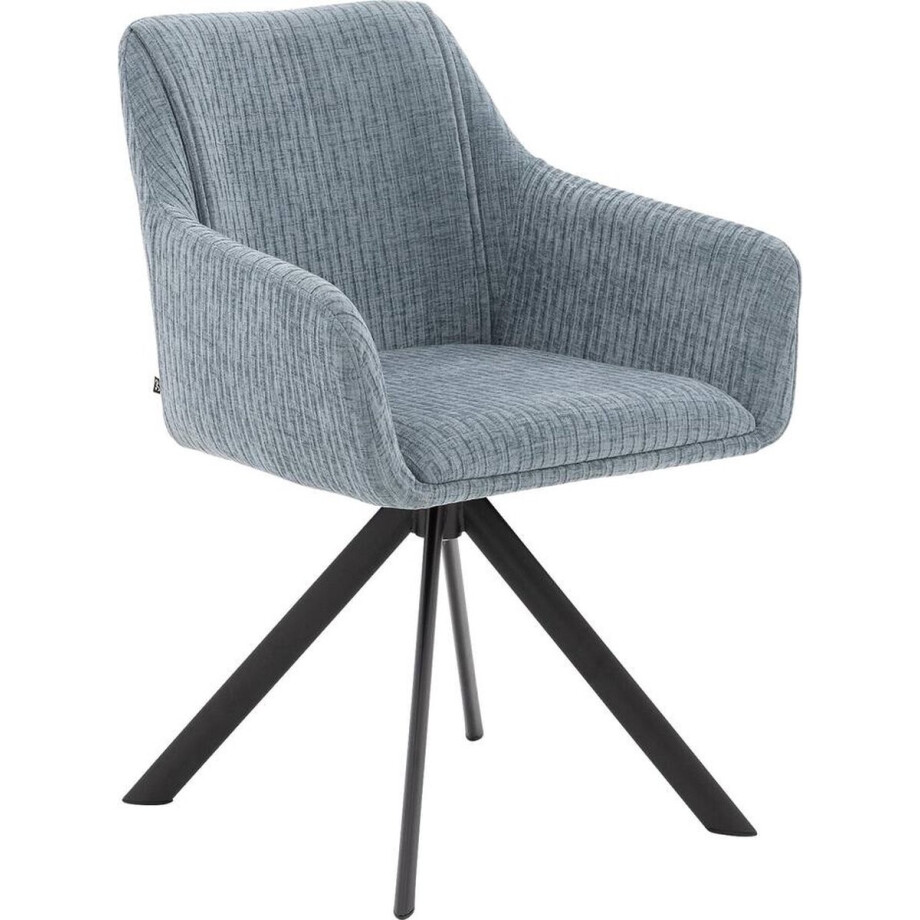 Goossens Eetkamerstoel Ysmay - Met Armleuning - Stof - Blauw afbeelding 1