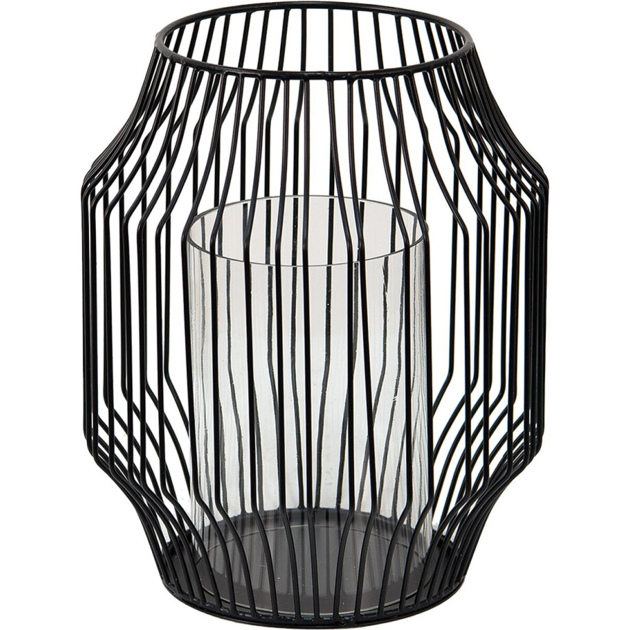 Clayre & Eef Windlicht Ø 23x28 cm Zwart Metaal afbeelding 1