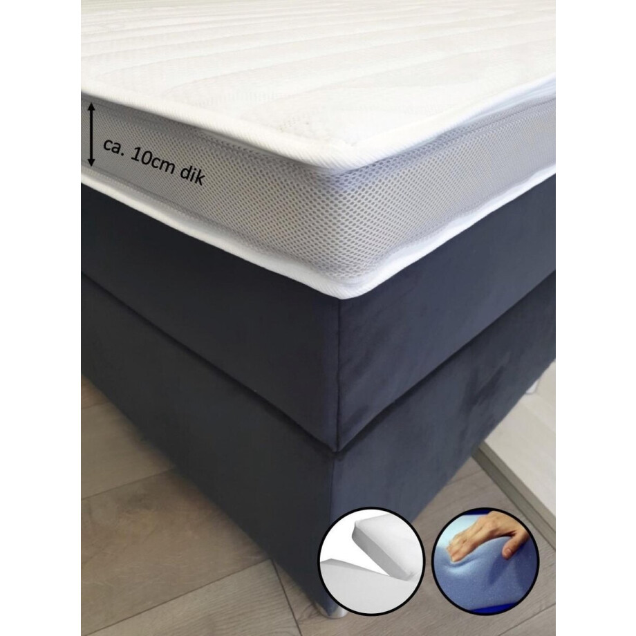 Splittopper President 140x220 10 cm Dik Aegis HR60 Koudschuim Anti Allergie met afritsbare hoes afbeelding 1