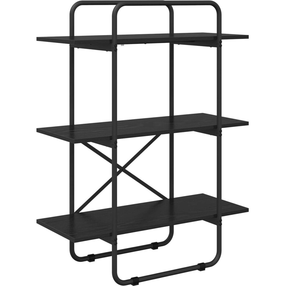 vidaXL - Boekenplank - 3-laags - 60 - x - 35 - x - 105 - cm - PB - Zwart - eiken afbeelding 1