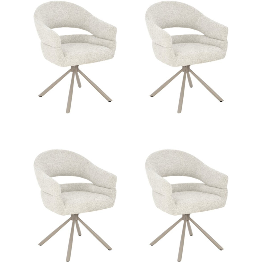 Furnihaus - Flicka - Draaibare Eetkamerstoelen Set van 4 - Met armleuning - Beige afbeelding 1