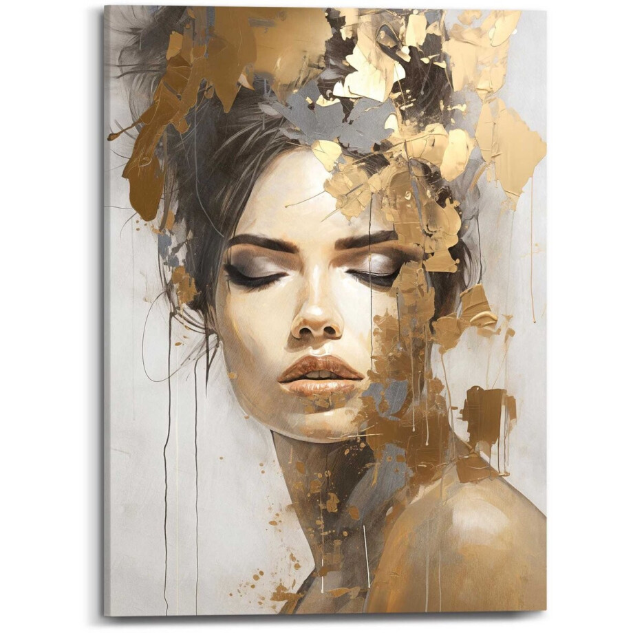 Schilderij Gouden vrouw - 70 x 50 - Canvas - REINDERS afbeelding 1