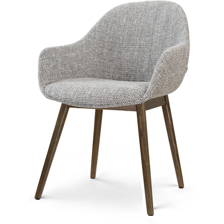 Nolon Nio-Mae Eetkamerstoel grijs blend - walnoot houten onderstel - japandi - elegant - armstoel afbeelding 1