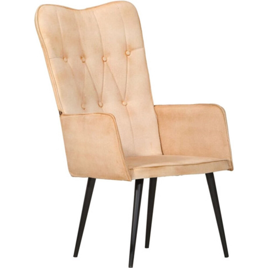 vidaXL - Fauteuil - canvas - crèmekleurig afbeelding 1