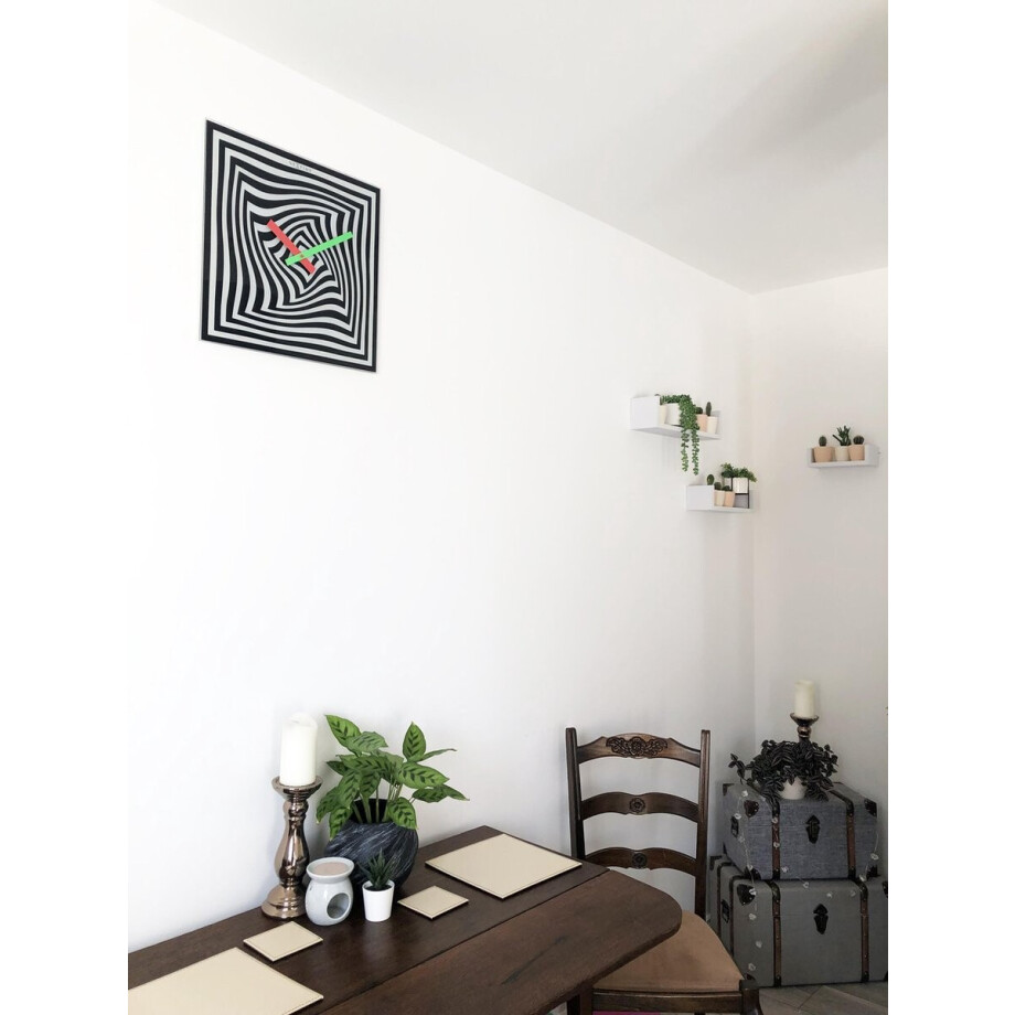 NeXtime - Wandklok - 43 cm - Glas - Zwart/Wit - 'Gracy Time' NeXtime - Wandklok - 43 cm - Glas - Zwart/Wit - 'Gracy Time' afbeelding 1