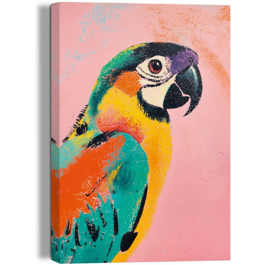 Schilderij Coloured Parrot - 30x20cm - Canvas - REINDERS afbeelding 1