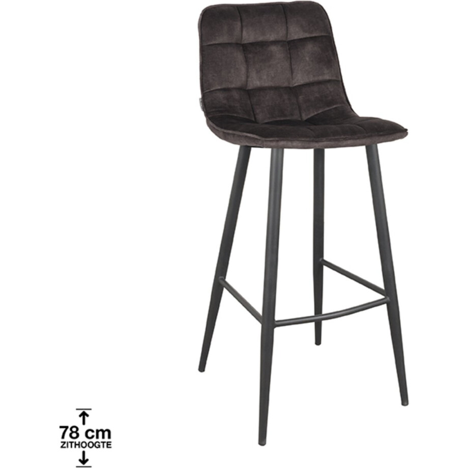 LABEL51 Jelt Barkruk - Grijs - Velvet - Hoog - Kruk - LABEL51 Jelt Barkruk - Grijs - Velvet - Hoog - Kruk - afbeelding 1