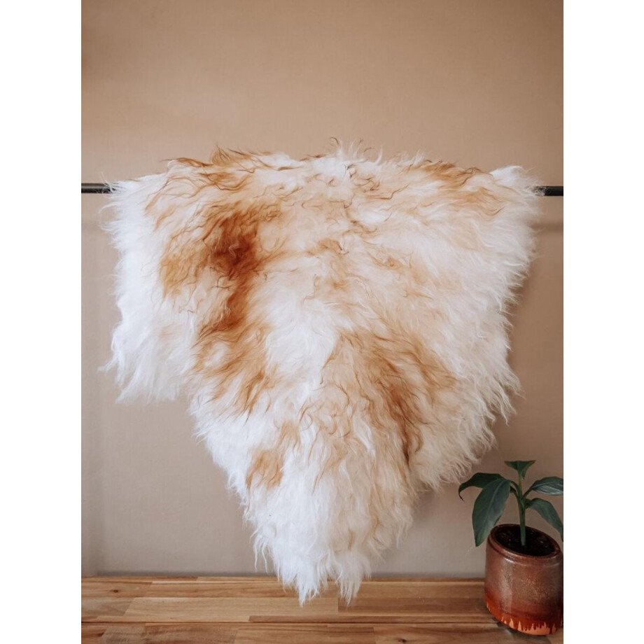IJslandse Schapenvacht Moeflon M (100cm) - Bruin Wit MIX - IJslands - Echt Wol IJslandse Schapenvacht Moeflon M (100cm) - Bruin Wit MIX - IJslands - Echt Wol afbeelding 1