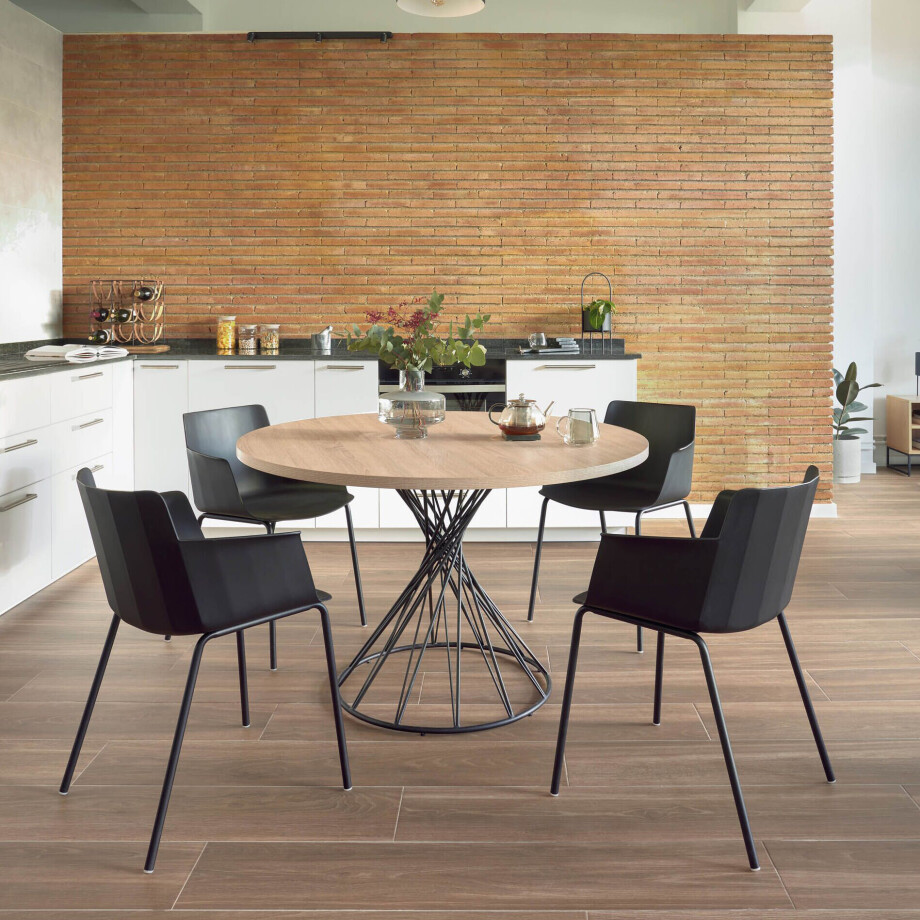 Kave Home Ronde Eettafel 'Niut' 120cm melamine met hout-look, kleur Naturel afbeelding 1