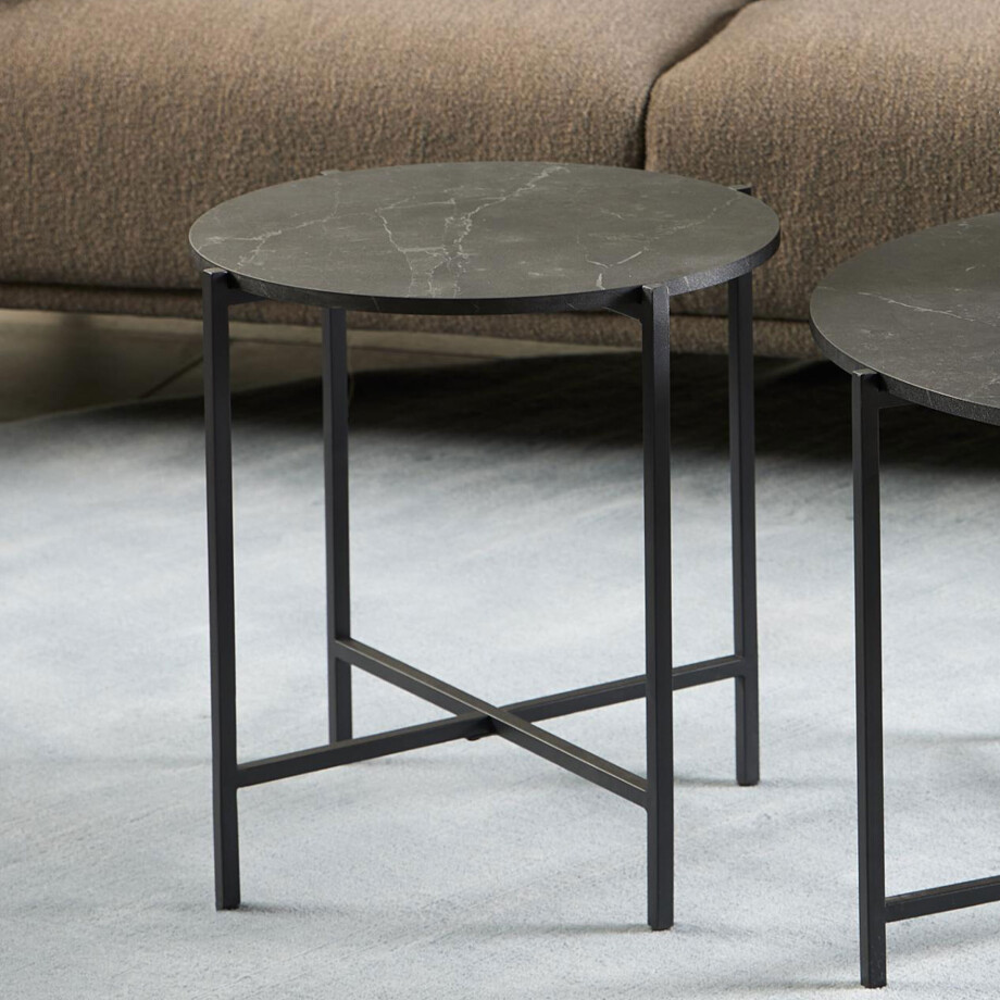 Bendt Ronde Bijzettafel 'Natally' Marmerlook, 40cm afbeelding 1