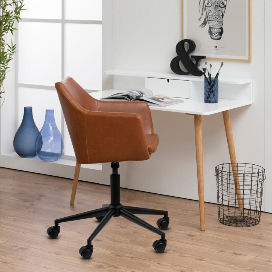 Bendt Bureaustoel 'Rikke' PU, kleur Donkerbruin Bendt Bureaustoel 'Rikke' PU, kleur Donkerbruin afbeelding 1