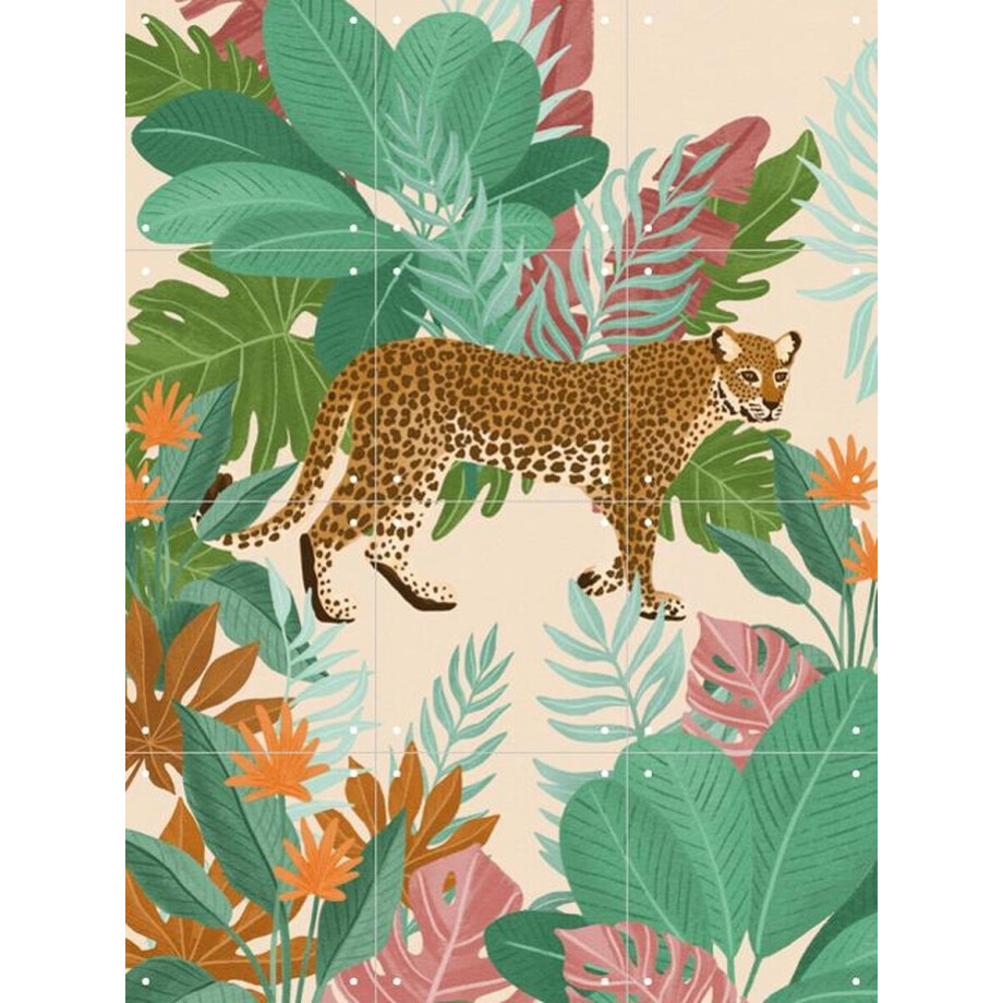 IXXI Botanic Paradise, Goed Blauw - 60 x 80 cm - Gratis ophangtool - Grote wanddecoratie en posters - Illustraties, Speels, Woonkamer, Tropisch afbeelding 1