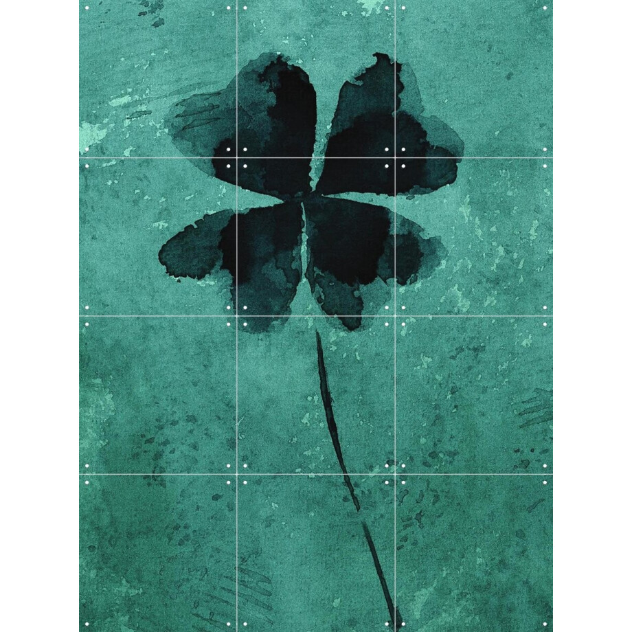 IXXI Stoer Klavertje Vier, Natalie Bruns - 60 x 80 cm - Gratis ophangtool - Grote wanddecoratie en posters - Modern, Digitale Kunst, Aquarel afbeelding 1