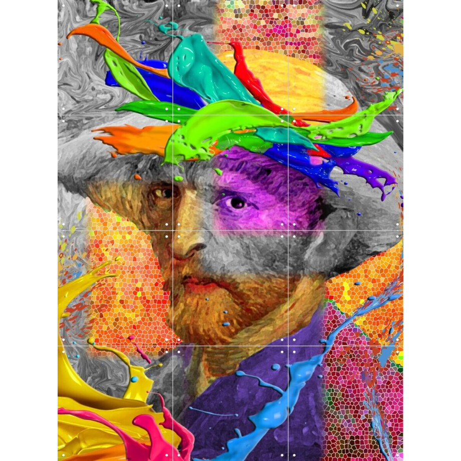 IXXI Colors Changing Hue, Alejandro B. Canoy & Van Gogh 21st Century - 60 x 80 cm - Gratis ophangtool - Grote wanddecoratie en posters - Pop art afbeelding 1