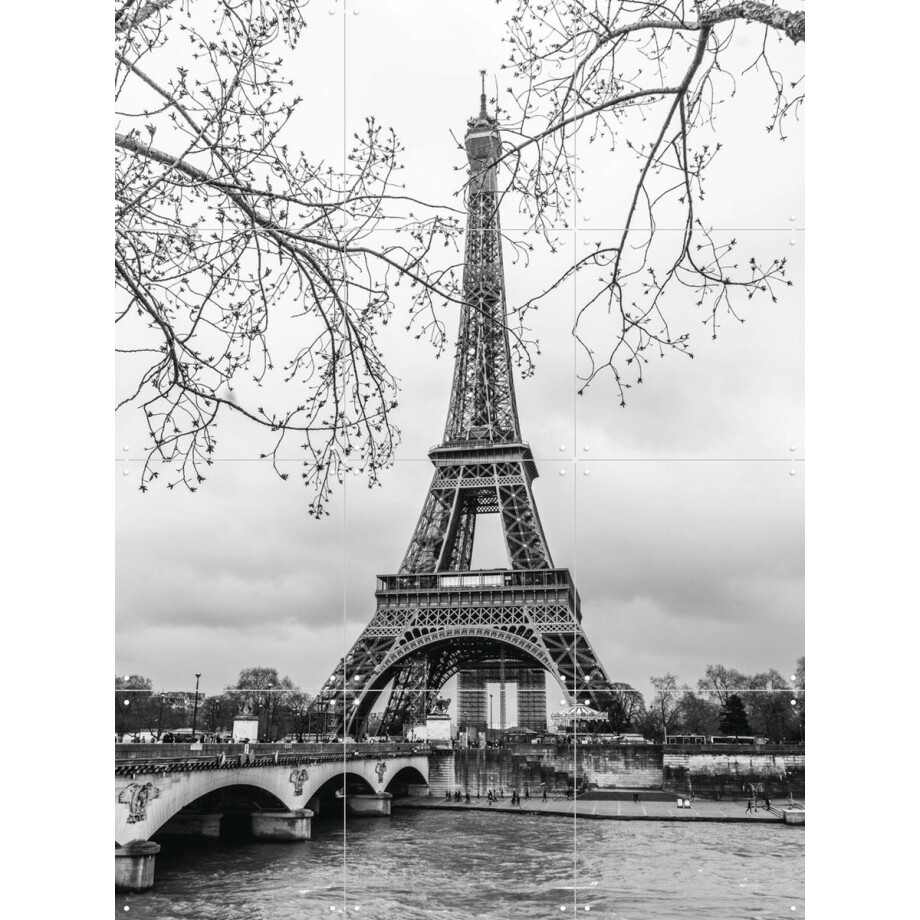 IXXI The Eiffel Tower, Teun de Leede & Kunst in Kaart - 60 x 80 cm - Gratis ophangtool - Grote wanddecoratie en posters - Fotografie, Woonkamer, Gang afbeelding 1