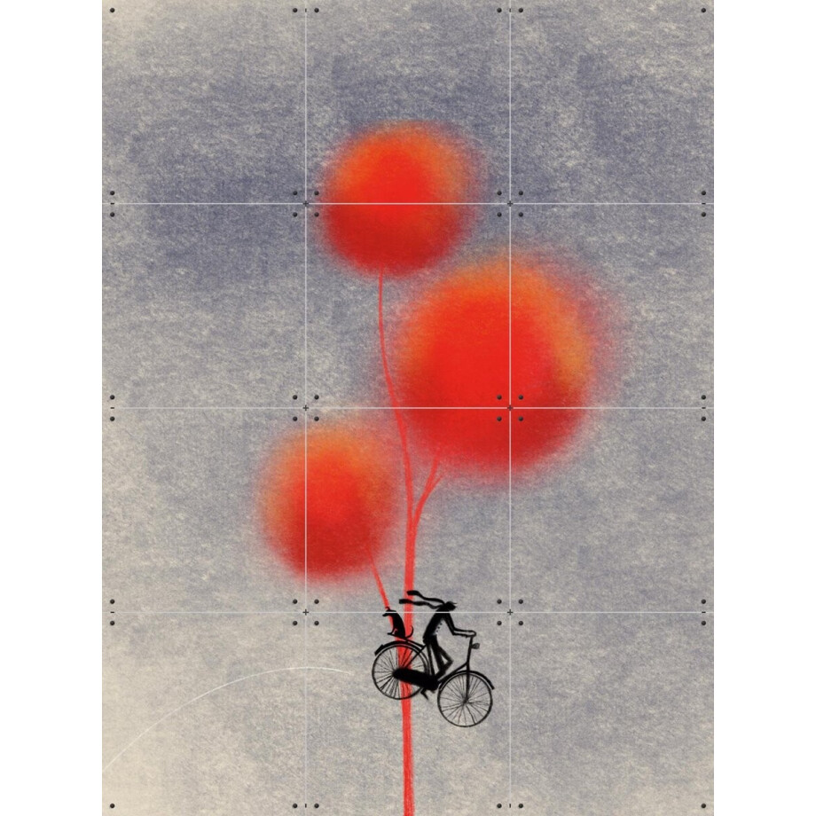 IXXI Bicycle, Jeska Verstegen - 60 x 80 cm - Gratis ophangtool - Grote wanddecoratie en posters - Abstract, Fantasierijk, Speels, Illustraties afbeelding 1