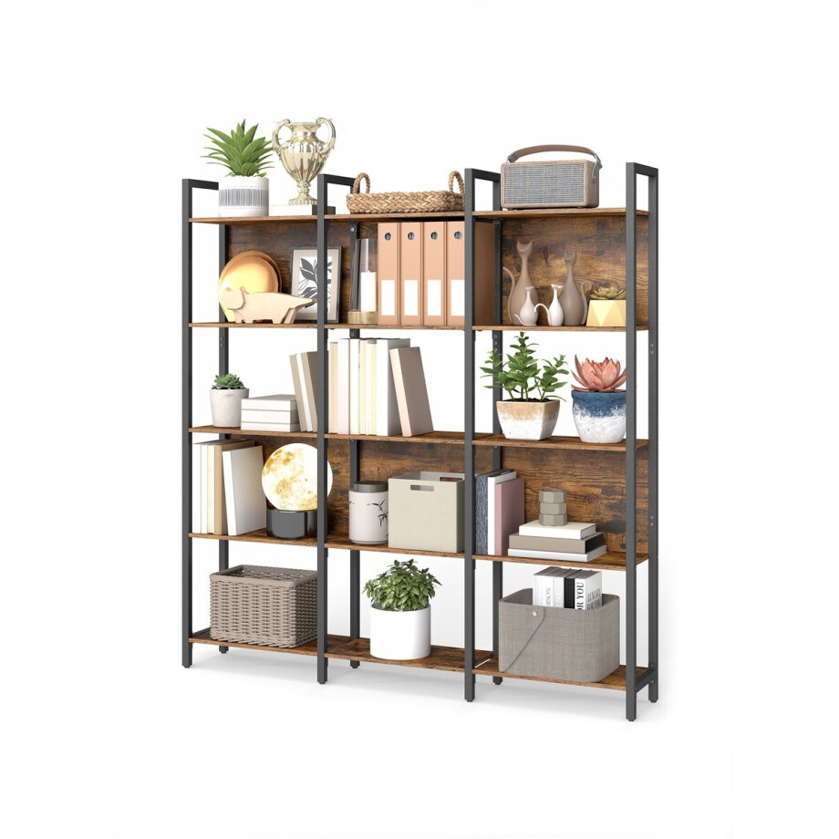 VASAGLE - Boekenkast - Met 5 Open Planken - Stabiel Stalen Frame - Industrieel Design afbeelding 1
