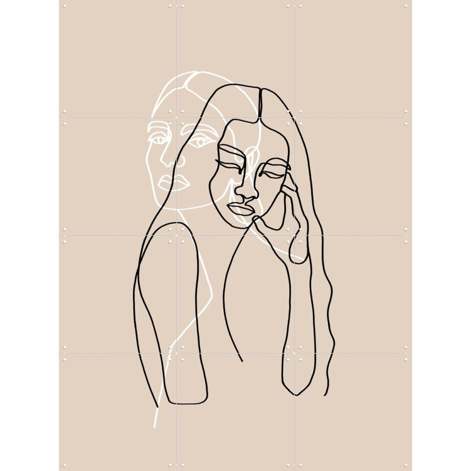 IXXI Alma & Wanda, Julia Hariri - 60 x 80 cm - Gratis ophangtool - Grote wanddecoratie en posters - Grafisch Ontwerp, Illustraties, Minimalisme, Line afbeelding 1