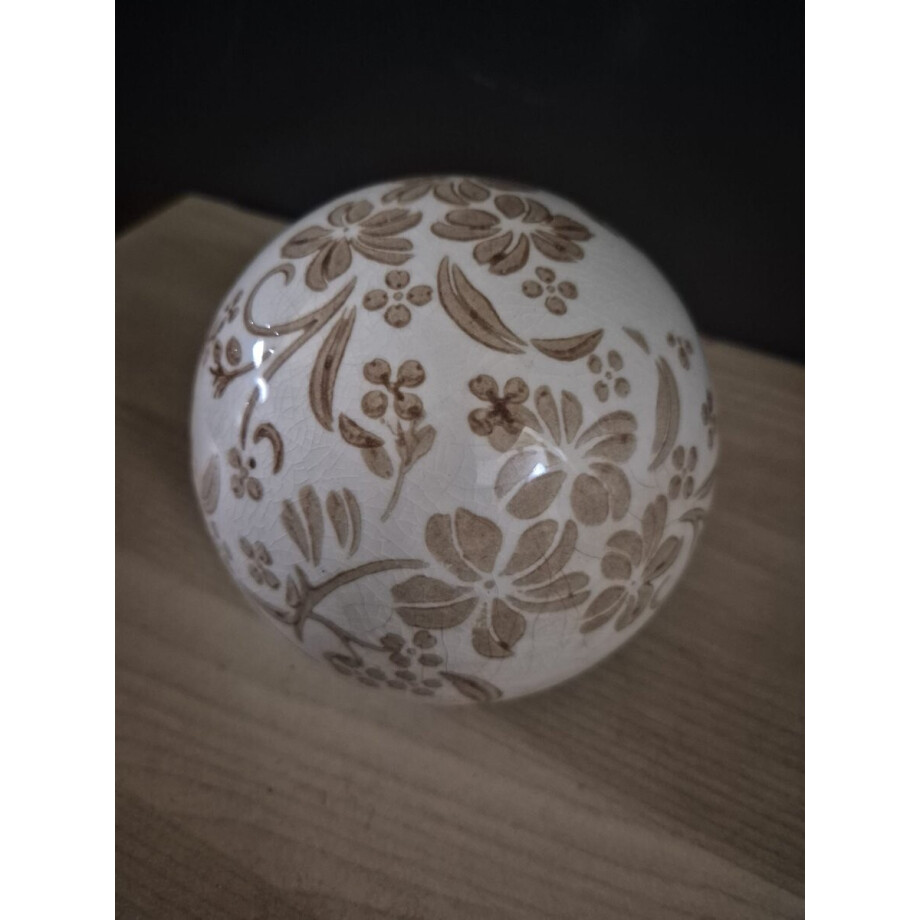 Aardewerk decoratieve bol 12 cm hoog afbeelding 1