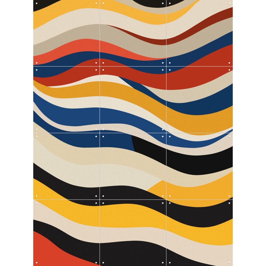 IXXI Bauhaus - Wavy stripes, Little Dean & Various - 60 x 80 cm - Gratis ophangtool - Grote wanddecoratie en posters - Strepen, Bauhaus, Geometrische afbeelding 1