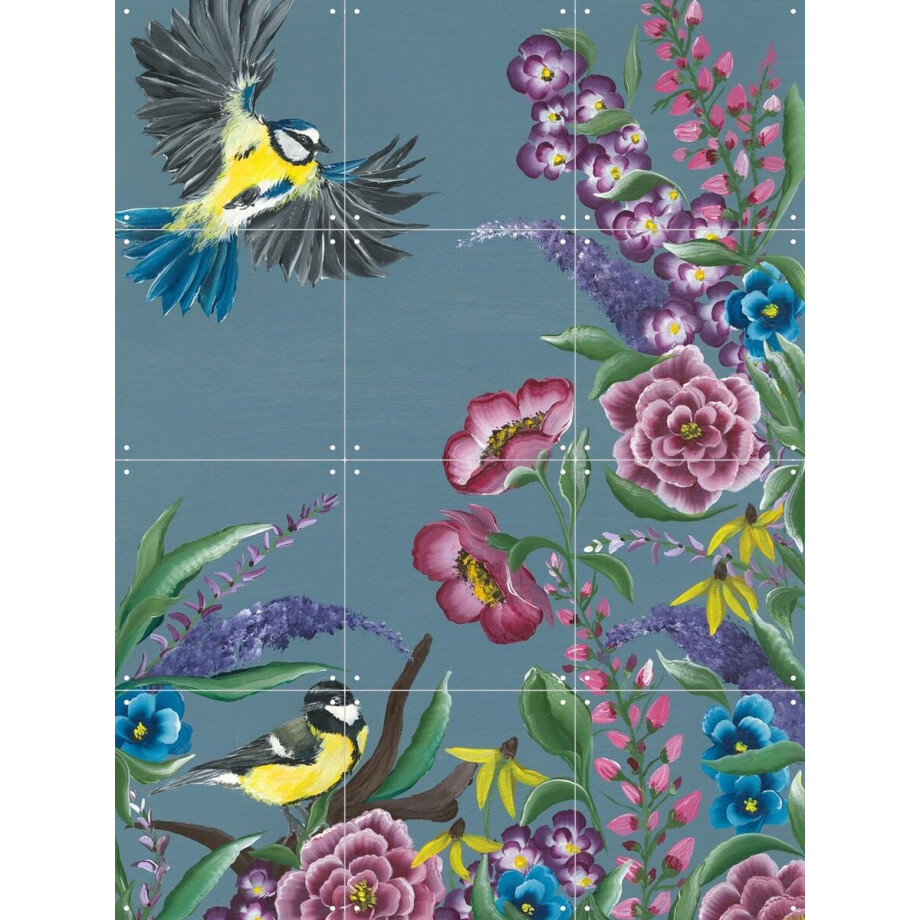 IXXI Flight in Bloom, Lens en penseel door Myrte - 60 x 80 cm - Gratis ophangtool - Grote wanddecoratie en posters - Kleurrijk, Illustraties afbeelding 1