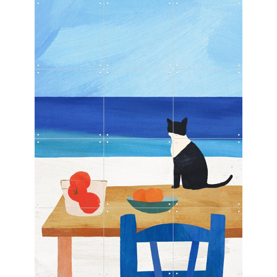 IXXI Cat at Lunch, Henry Rivers - 60 x 80 cm - Gratis ophangtool - Grote wanddecoratie en posters - Illustraties, Kleurrijk, Minimalistisch, Speels IXXI Cat at Lunch, Henry Rivers - 60 x 80 cm - Gratis ophangtool - Grote wanddecoratie en posters - Illustraties, Kleurrijk, Minimalistisch, Speels afbeelding 1