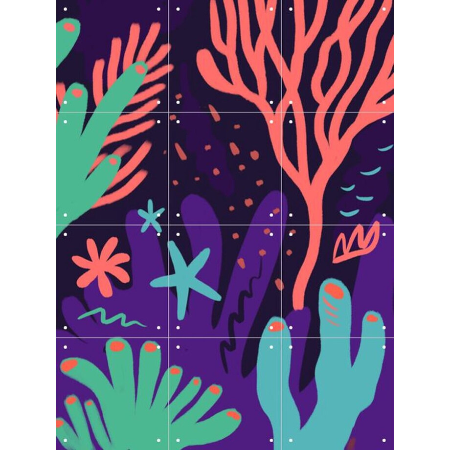 IXXI Sea Corals, Pop-art by Tadej - 60 x 80 cm - Gratis ophangtool - Grote wanddecoratie en posters - Pop art, Grafisch Ontwerp, Speels, Illustraties afbeelding 1