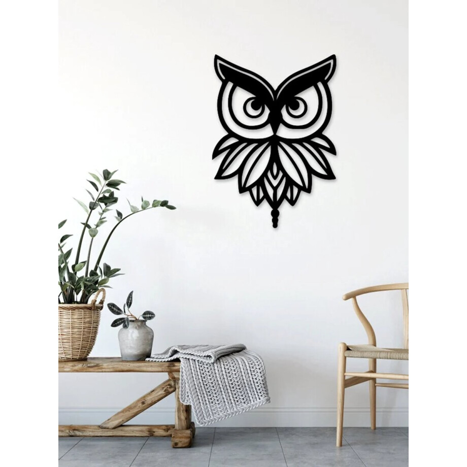 Stalen Uil - Wanddecoratie - Woondecoratie - Blikvanger voor aan de muur afbeelding 1