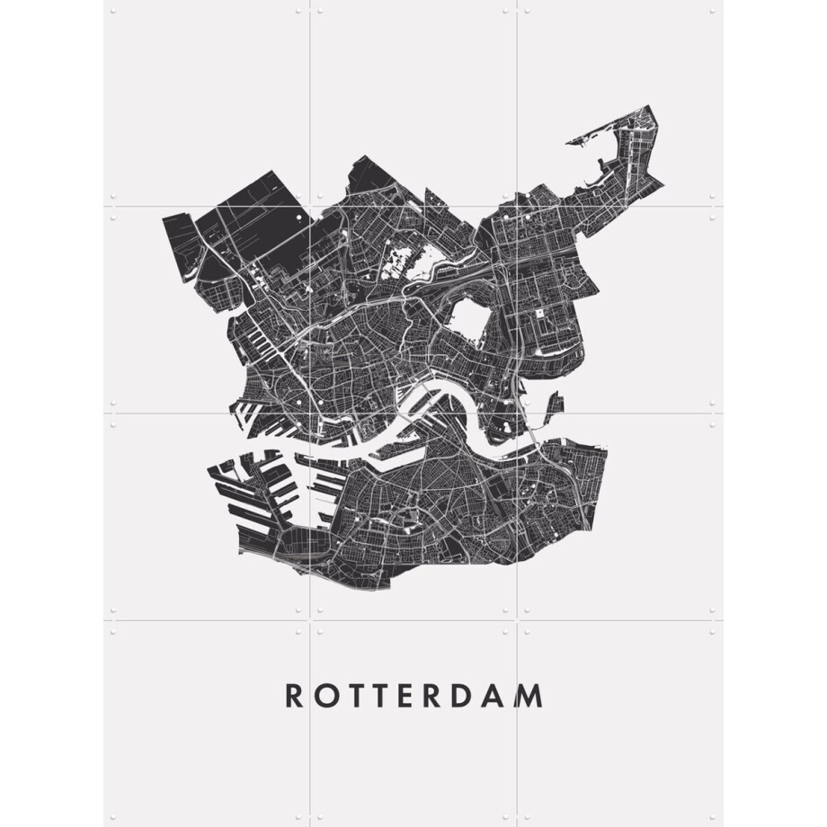 IXXI Rotterdam City Map, Kunst in Kaart - 60 x 80 cm - Gratis ophangtool - Grote wanddecoratie en posters - Geometrische Kunst, Minimalisme, Grafisch afbeelding 1