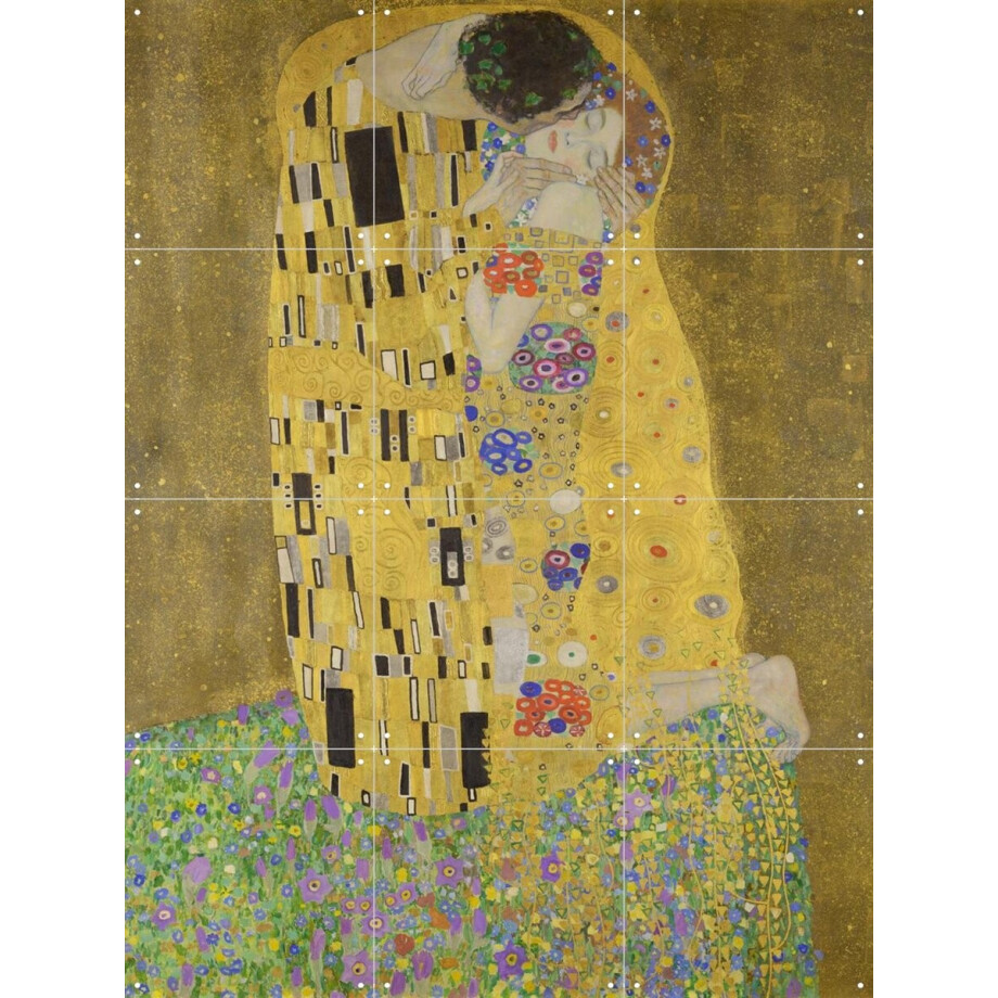 IXXI The Kiss, Gustav Klimt & Bridgeman Images - 60 x 80 cm - Gratis ophangtool - Grote wanddecoratie en posters - Kleurrijk, Romantiek, Olieverf, Art afbeelding 1
