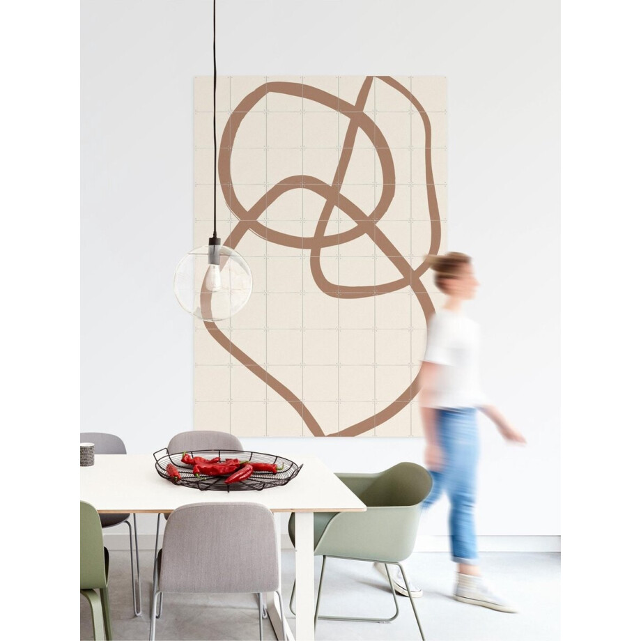 IXXI Abstract Lines Mocha 5, Various - 80 x 100 cm - Gratis ophangtool - Grote wanddecoratie en posters - Grafisch Ontwerp, Abstract, Abstract afbeelding 1