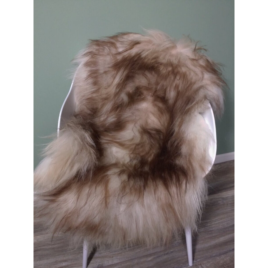 Schapenvacht IJslands Bruin Wit Melange XL (115cm) - 100% ECHT - Schapenvacht Wol Vloerkleed Schapenvacht IJslands Bruin Wit Melange XL (115cm) - 100% ECHT - Schapenvacht Wol Vloerkleed afbeelding 1