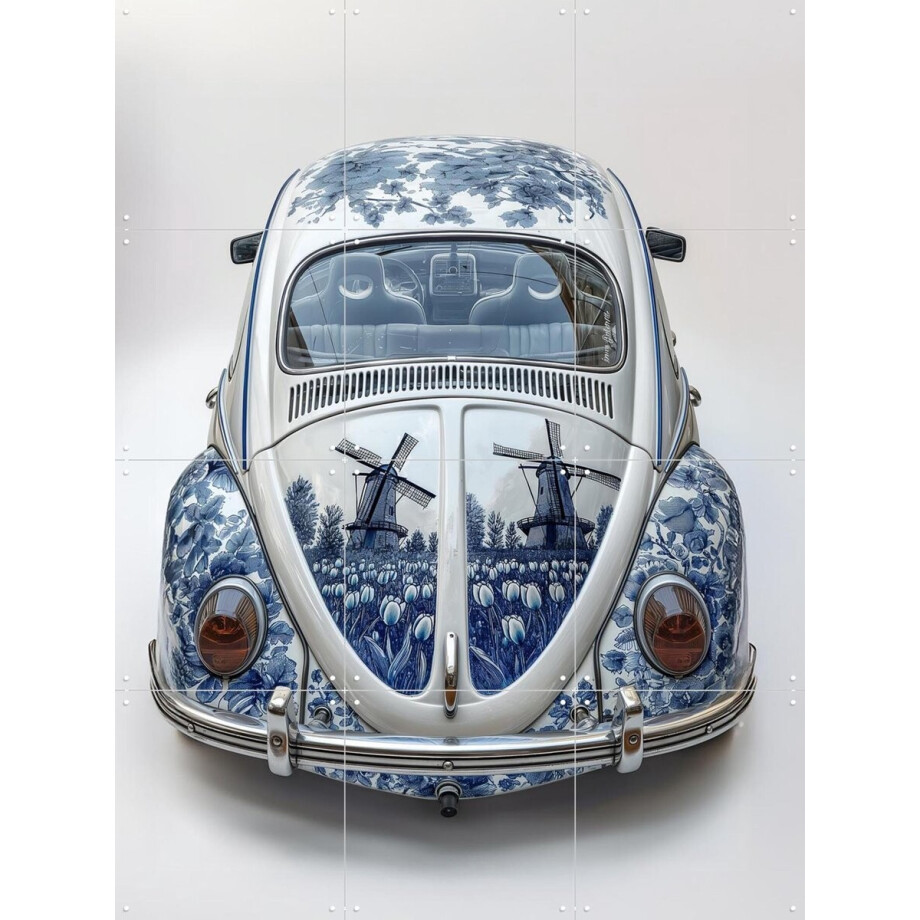 IXXI Delfts Blauwe Kever 3, Margriet Hulsker - 60 x 80 cm - Gratis ophangtool - Grote wanddecoratie en posters - Illustraties, Vintage, Studeerkamer afbeelding 1