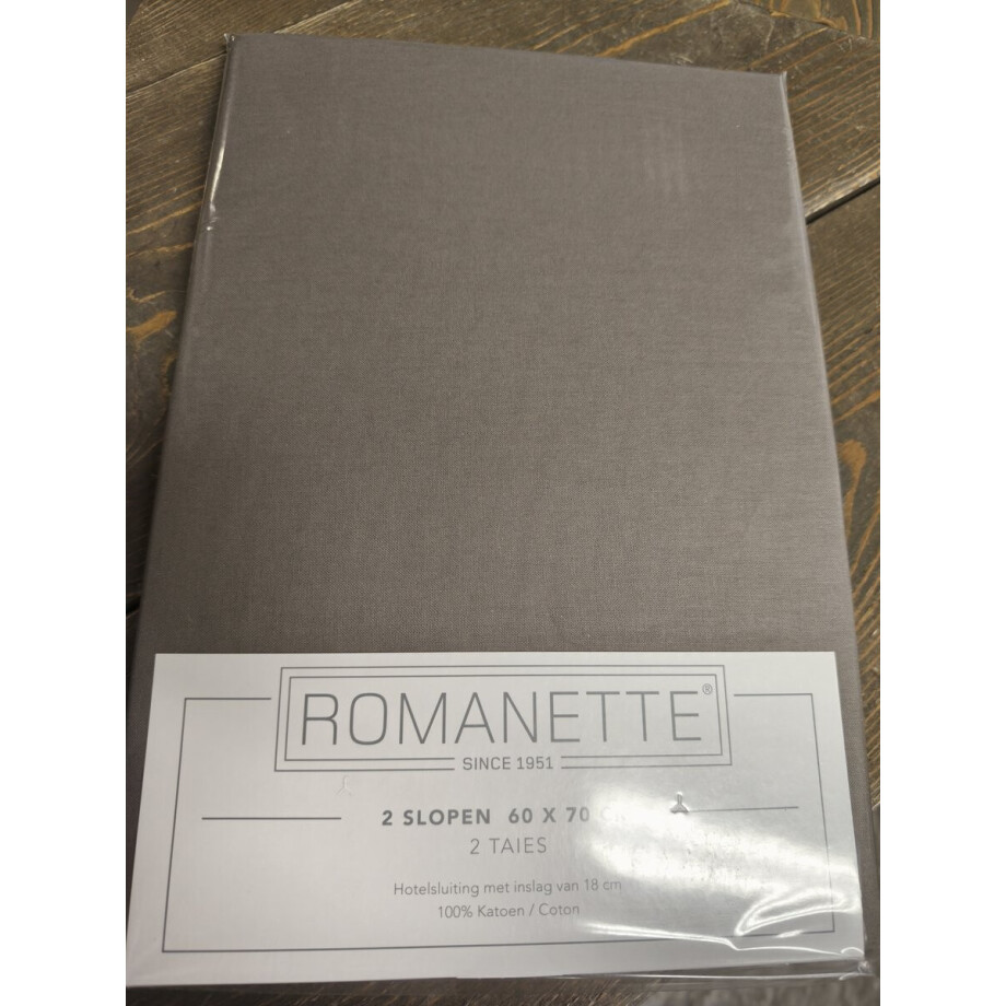 Romanette Kussenslopen Katoen Taupe (2 stuks) afbeelding 1