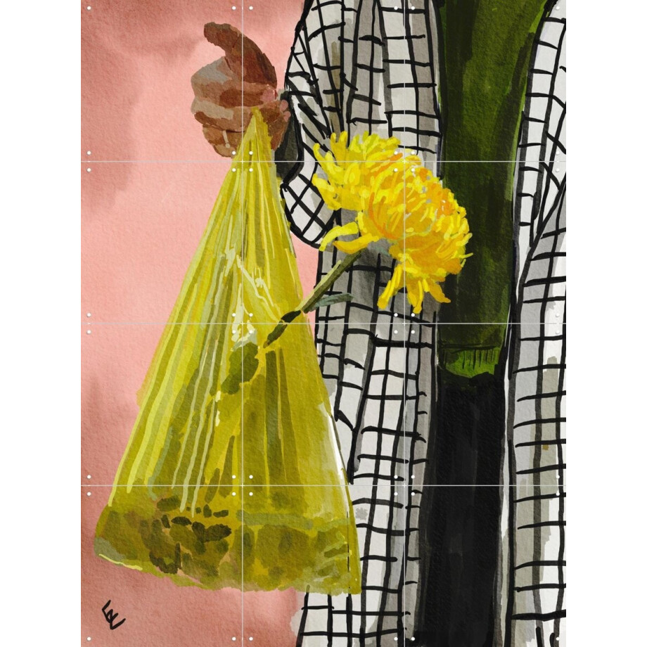 IXXI Yellow Plastic Bag, Ekaterina Zagorska - 60 x 80 cm - Gratis ophangtool - Grote wanddecoratie en posters - Schilderijen, Trap, Woonkamer afbeelding 1