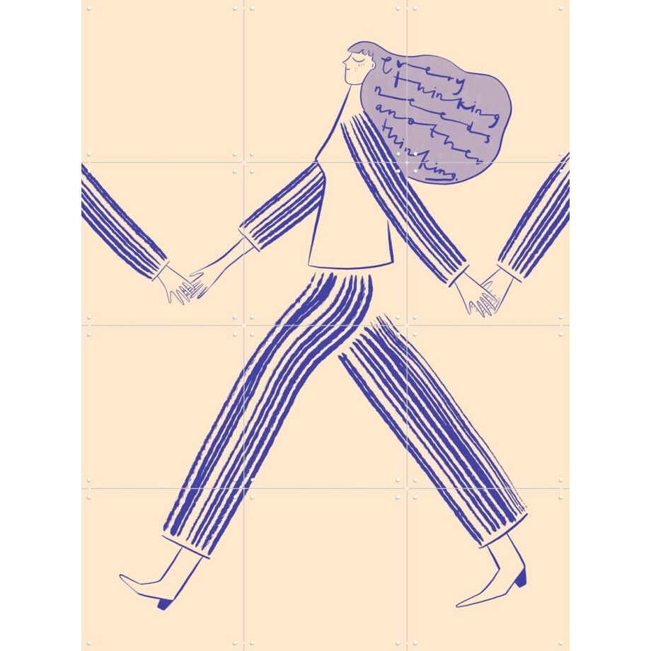 IXXI Overthinking, Gozde - 60 x 80 cm - Gratis ophangtool - Grote wanddecoratie en posters - Illustraties, Line art, Grafisch Ontwerp, Speels, Café afbeelding 1