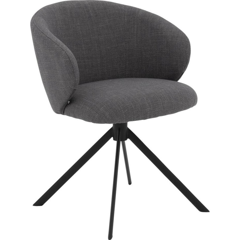 Goossens Eetkamerstoel Noomi - Met Armleuning - Stof - Grijs afbeelding 1