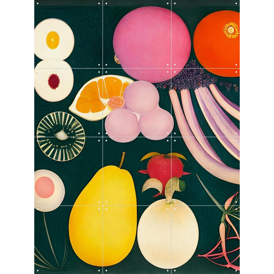 IXXI Fruity Illusion, Artclaud - 60 x 80 cm - Gratis ophangtool - Grote wanddecoratie en posters - Abstract, Speels, Kleurrijk, Surrealisme afbeelding 1