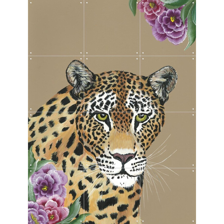 IXXI Wild Bloom, Lens en penseel door Myrte - 60 x 80 cm - Gratis ophangtool - Grote wanddecoratie en posters - Illustraties, Realisme, Woonkamer afbeelding 1