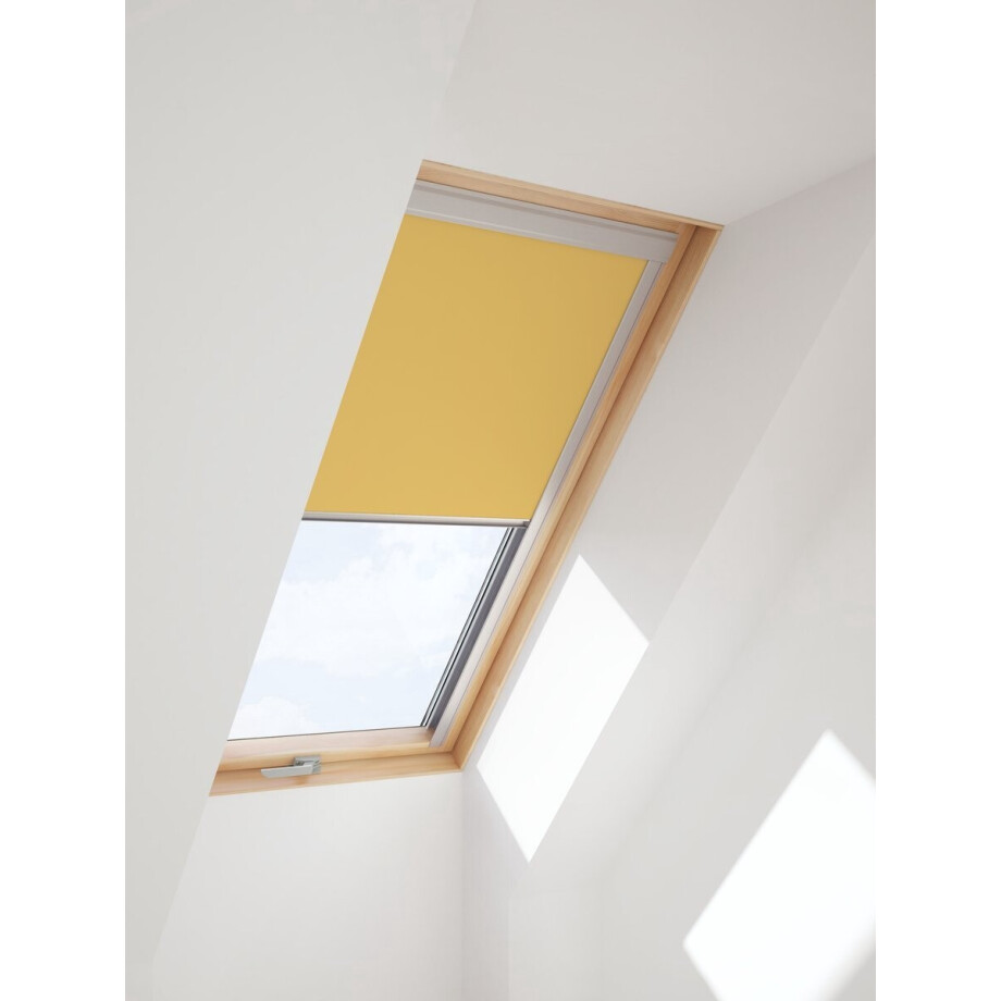 CONTRIO -Verduisterend Rolgordijn passend op VELUX DAKRAAM 55X98 - C04- *Geel* afbeelding 1