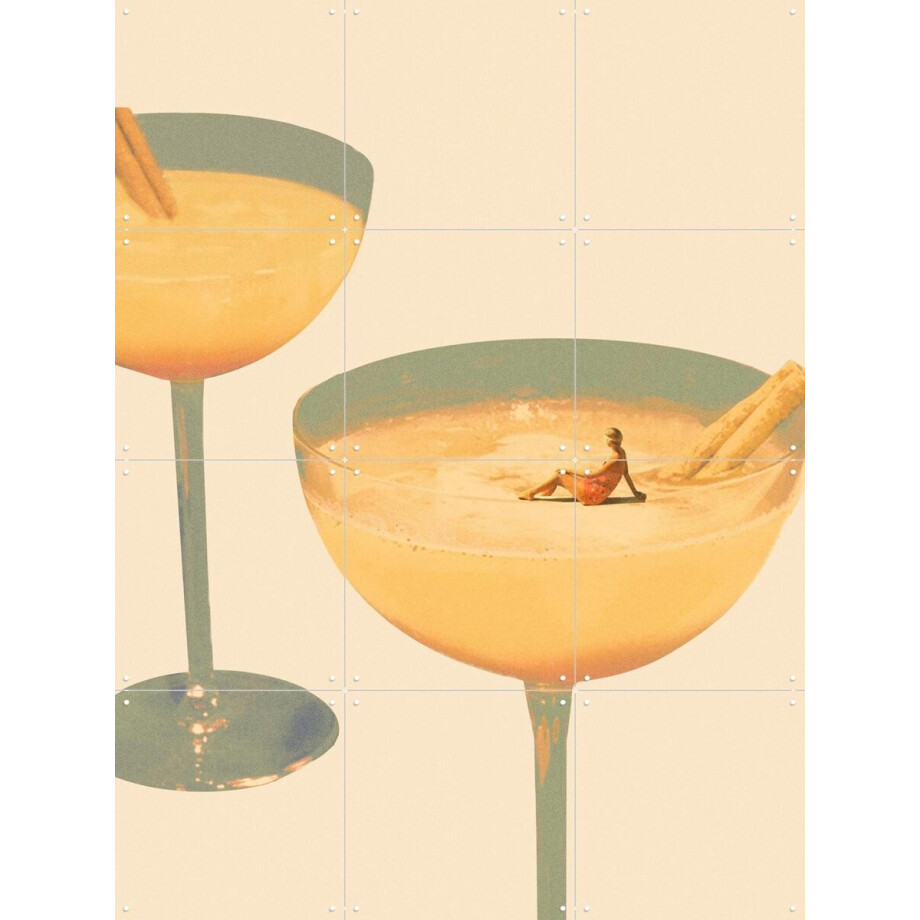 IXXI Holiday in a Glass I, Maarten Léon - 60 x 80 cm - Gratis ophangtool - Grote wanddecoratie en posters - Illustraties, Vintage, Speels, Zomer afbeelding 1