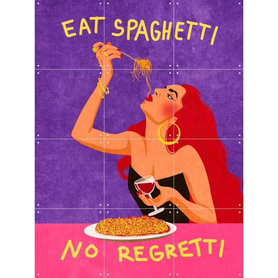 IXXI Eat Spaghetti No Regretti, Raissa Oltmanns - 60 x 80 cm - Gratis ophangtool - Grote wanddecoratie en posters - Illustraties, Pop art, Digitale afbeelding 1