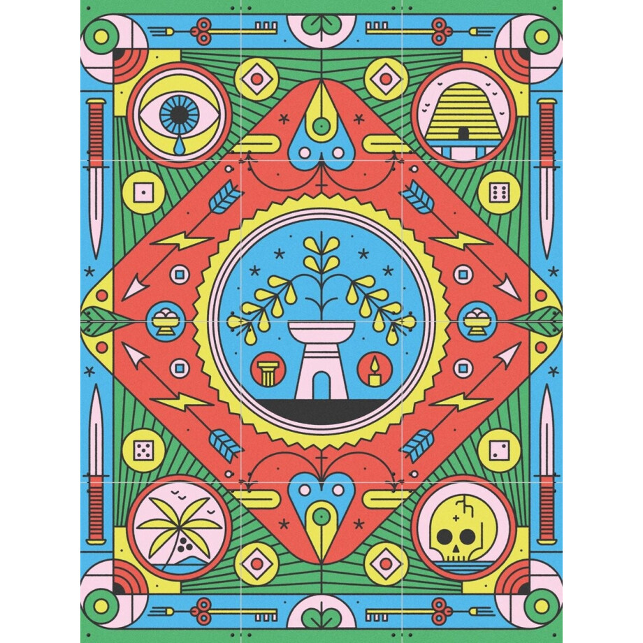 IXXI Tarot, Studio Muti - 60 x 80 cm - Gratis ophangtool - Grote wanddecoratie en posters - Kleurrijk, Geometrische Kunst, Digitale Kunst, Speels afbeelding 1
