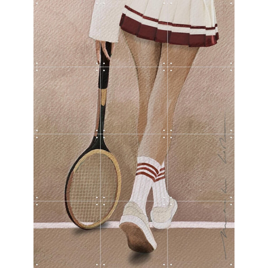 IXXI Tennis Terre, Maaike Koster & My Deer Art Shop - 60 x 80 cm - Grote wanddecoratie en posters - Minimalisme, Aquarel, Illustraties, Woonkamer afbeelding 1