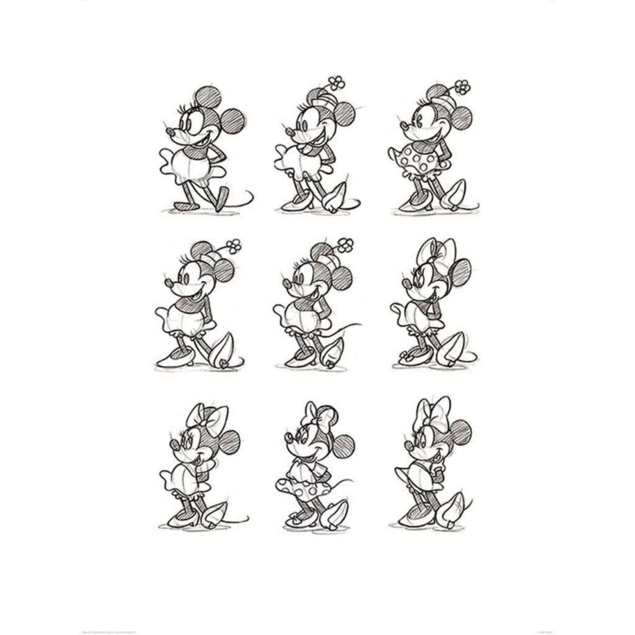 Pyramid Poster - Minnie Mouse Sketched Multi - 80 X 60 Cm - Multicolor afbeelding 1