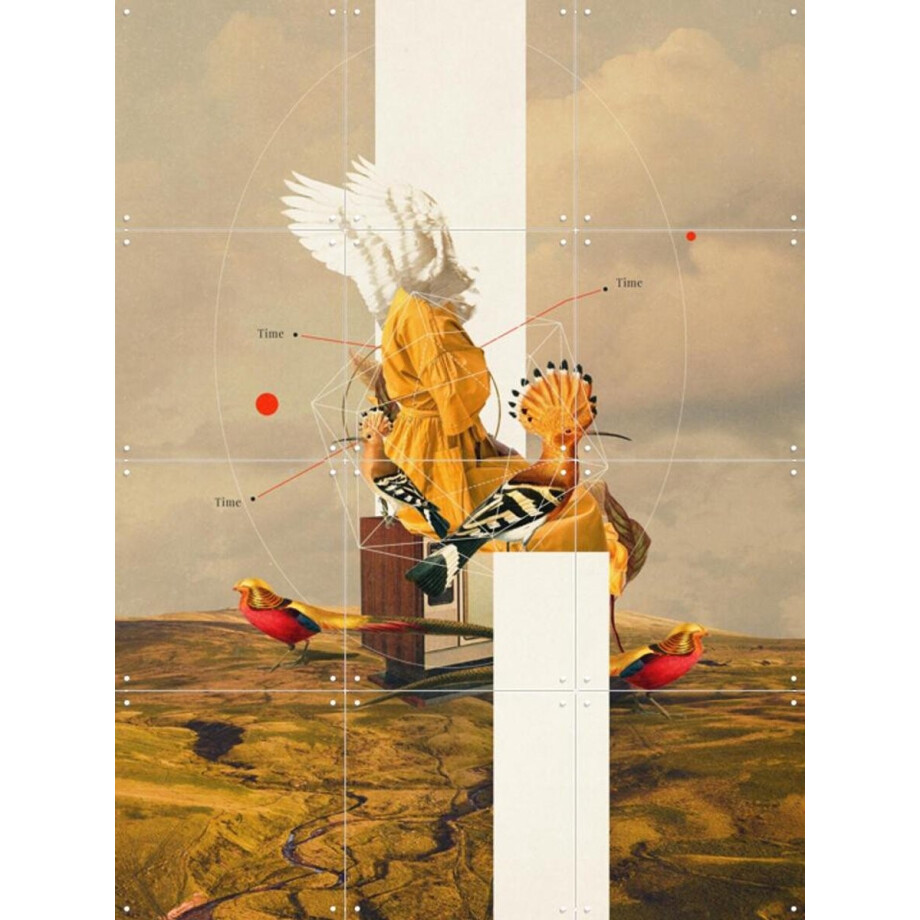 IXXI Yellow Echoes of Time, Frank Moth - 60 x 80 cm - Gratis ophangtool - Grote wanddecoratie en posters - Collage, Surrealisme, Digitale Kunst afbeelding 1