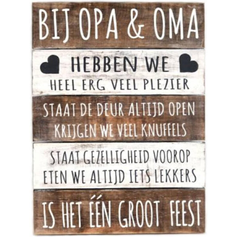 Houten Tekstplank / Tekstbord 40x30cm "Bij Opa & Oma..." - Kleur Naturel en Antique White Houten Tekstplank / Tekstbord 40x30cm "Bij Opa & Oma..." - Kleur Naturel en Antique White afbeelding 1